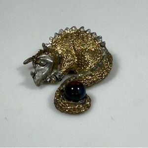 Gallo Dragon Figurine Gold Silver Pewter Curled with Orb Vintage 1996